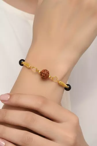 Rudraksh black bead bracelet for good luck and evil protection
