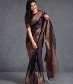 designer copper woven pure art silk gift saree with unstitched blouse