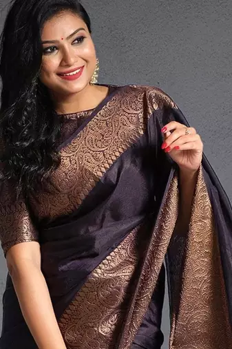  copper woven pure art silk gift saree with unstitched blouse
