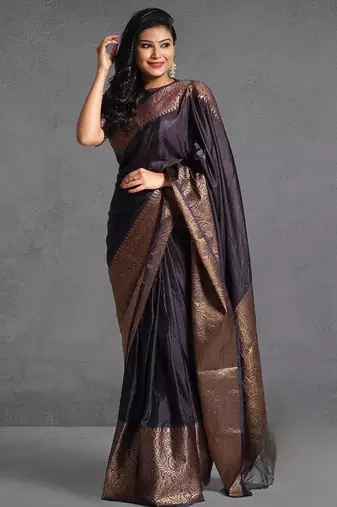  copper woven pure art silk gift saree with unstitched blouse
