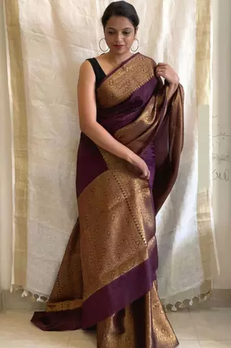 pure wine jacquard art silk fancy saree with unstitched blouse