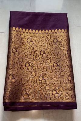 pure wine jacquard art silk fancy saree with unstitched blouse 4