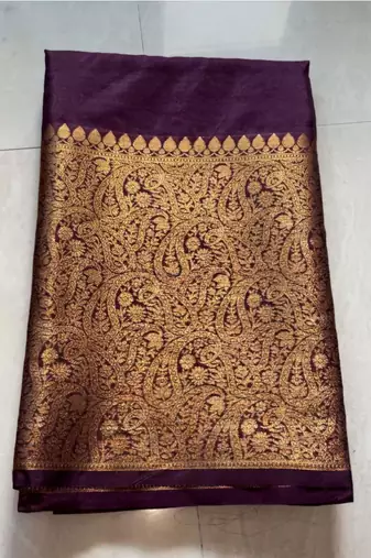 pure wine jacquard art silk fancy saree with unstitched blouse
