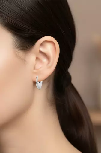 Brass silver plated heart shape earring for women