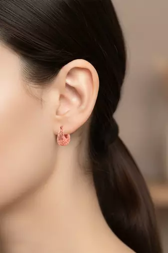 Pure copper rose gold plated tinka tokri design women earrings