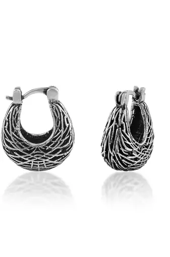 Pure copper oxidised antique silver plated tinka tokri design women earrings