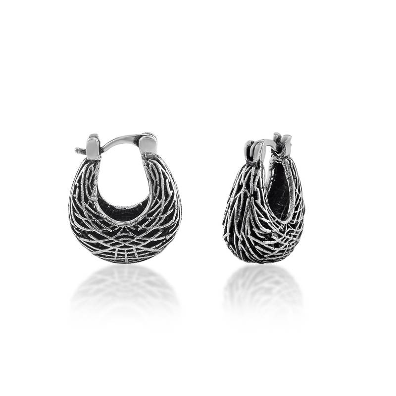 Pure copper oxidised antique silver plated tinka tokri design women earrings