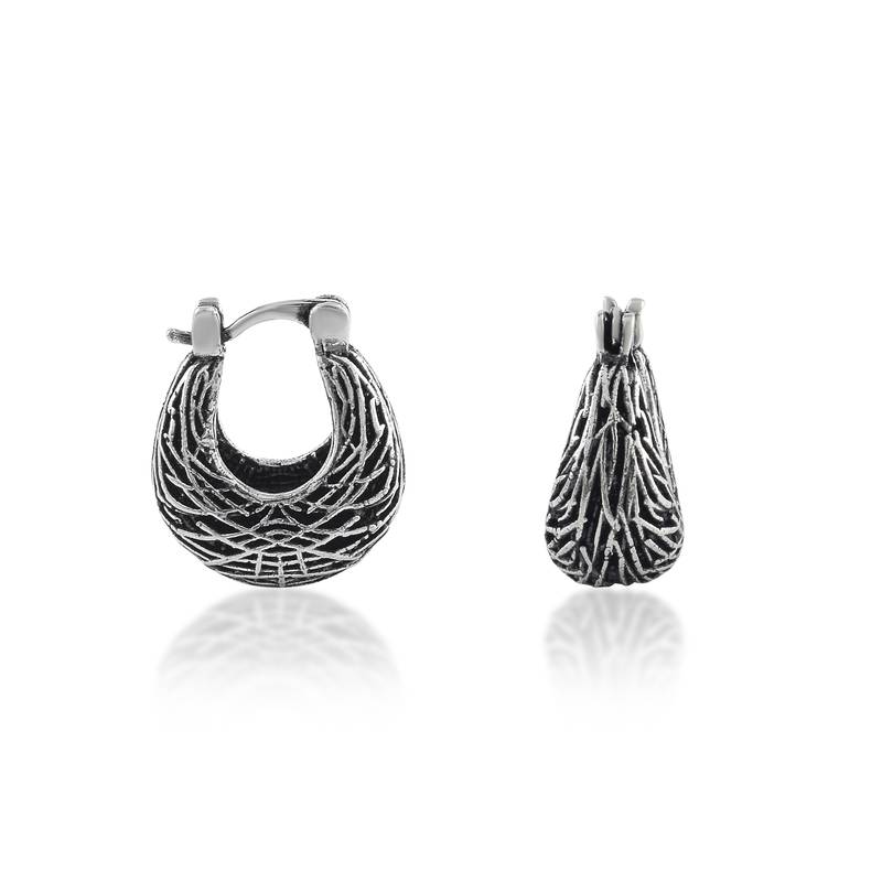 Pure copper oxidised antique silver plated tinka tokri design women earrings