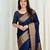 latest navy blue jacquard south silk fancy saree with unstitched blouse