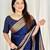latest navy blue jacquard south silk fancy saree with unstitched blouse