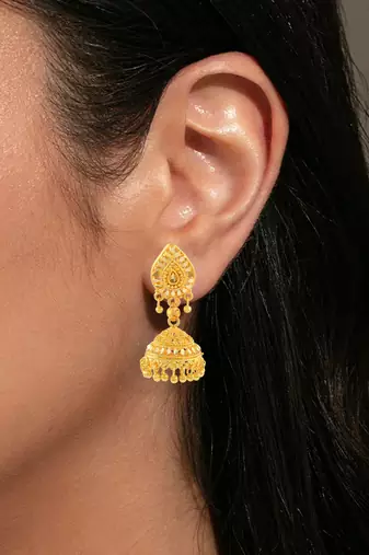 Brass gold plated jhumki earrings for women