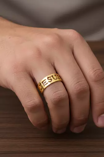 Brass jesus challa finger ring christian jewelery