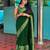 embellished green  self design cotton silk kerala saree with unstitched blouse