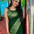 embellished green  self design cotton silk kerala saree with unstitched blouse