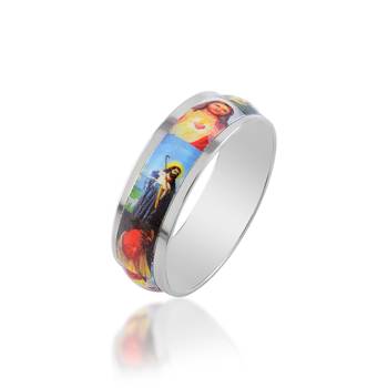 Stainless steel jesus pictoral challa finger ring christian 1