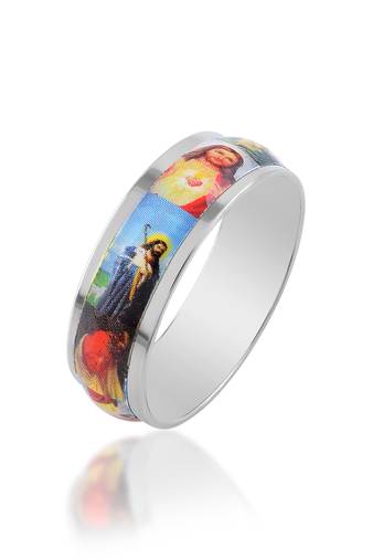 Stainless steel jesus pictoral challa finger ring christian