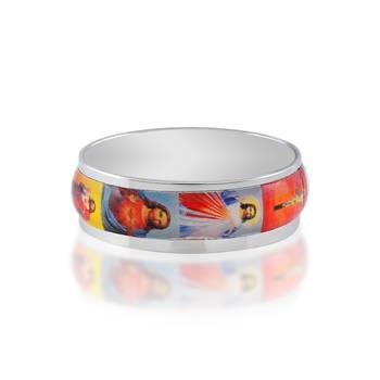 Stainless steel jesus pictoral challa finger ring christian 2