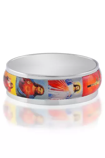 Stainless steel jesus pictoral challa finger ring christian
