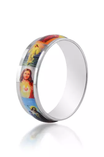 Stainless steel jesus pictoral challa finger ring christian