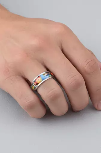Stainless steel jesus pictoral challa finger ring christian