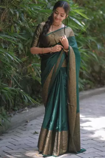 ethnic light green self design art silk blend light weight saree with unstitched blouse