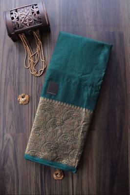 ethnic light green self design art silk blend light weight saree with unstitched blouse 3