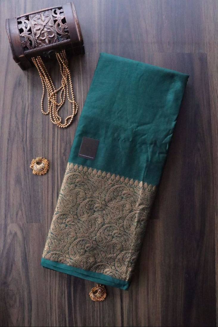 ethnic light green self design art silk blend light weight saree with unstitched blouse