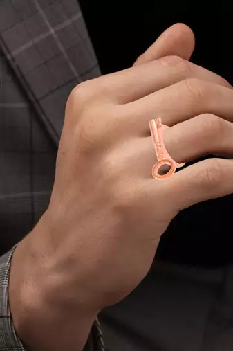 Pure copper key shaped finger ring