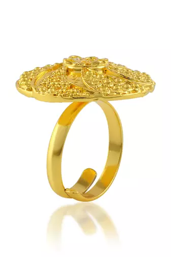 Brass micron gold plated women finger ring
