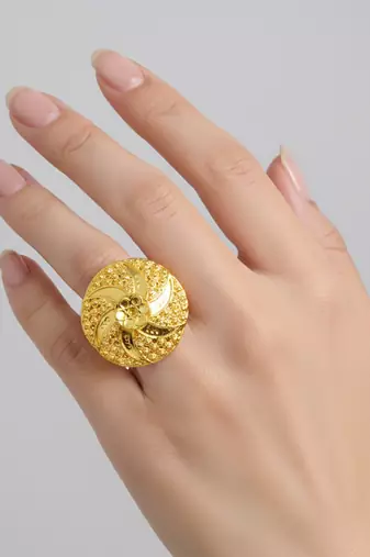 Brass micron gold plated women finger ring