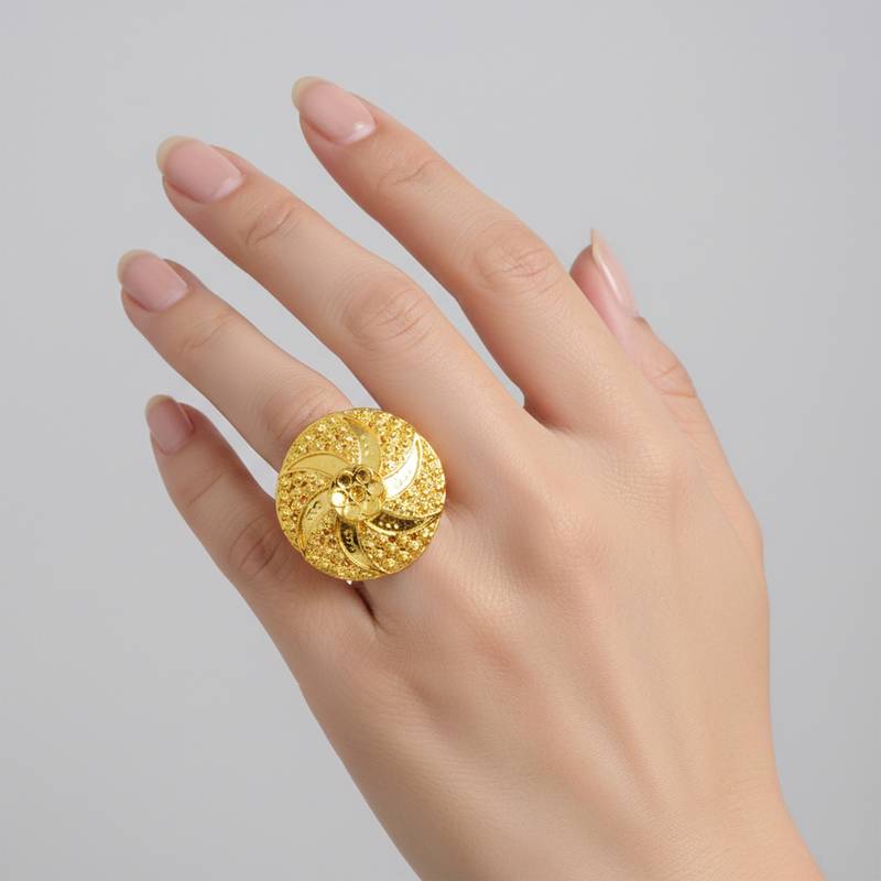 Brass micron gold plated women finger ring