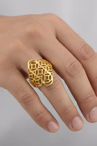 Brass micron gold handmade finger ring for women