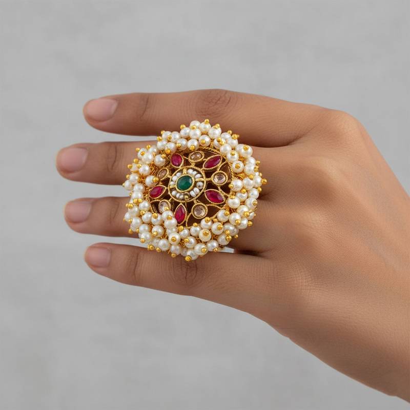 Pearl finger ring for women