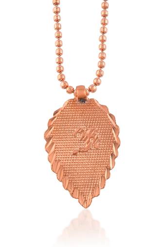 Pure copper light weight leaf design om pendant for men women