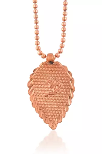 Pure copper light weight leaf design om pendant for men women