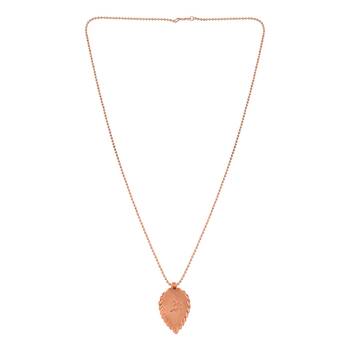 Pure copper light weight leaf design om pendant for men women 2