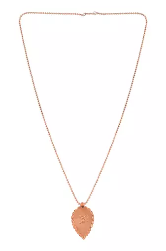 Pure copper light weight leaf design om pendant for men women