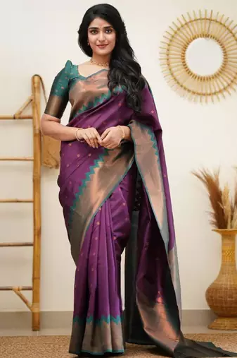 celebrity inspired wine woven cotton silk kerala saree with unstitched blouse