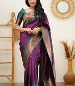 celebrity inspired wine woven cotton silk kerala saree with unstitched blouse