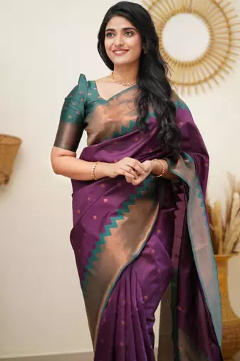 celebrity inspired wine woven cotton silk kerala saree with unstitched blouse