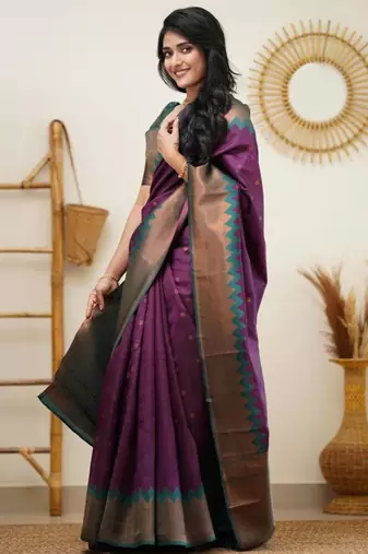 celebrity inspired wine woven cotton silk kerala saree with unstitched blouse
