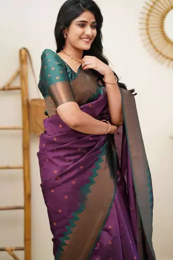 celebrity inspired wine woven cotton silk kerala saree with unstitched blouse