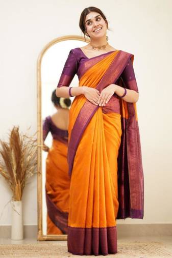 kanjivaram gold resham thread pure art silk blend multicolor saree with unstitched blouse