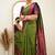 pure mehendi  self design silk cotton bollywood saree with unstitched blouse
