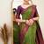 pure mehendi  self design silk cotton bollywood saree with unstitched blouse