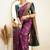 fashionable purple woven pure art silk gift saree with unstitched blouse