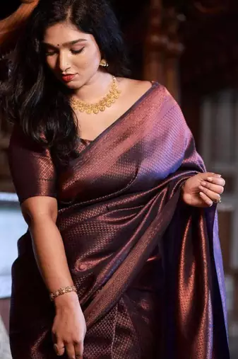 celebrity type purple self design art silk all seasons saree with unstitched blouse