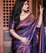 celebrity type purple self design art silk all seasons saree with unstitched blouse