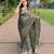 floral green woven silk cotton bollywood saree with unstitched blouse