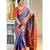 indian blue self design art silk blend light weight saree with unstitched blouse
